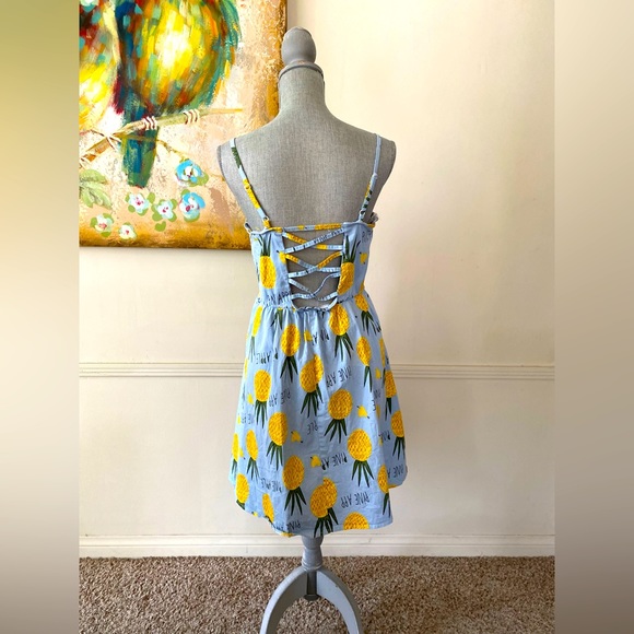 SHEIN 🍍PINEAPPLE🍍 PRINT STRETCHY FABRIC SUMMER DRESS SIZE 0XL (12) 🌟EUC🌟 - Picture 6 of 12